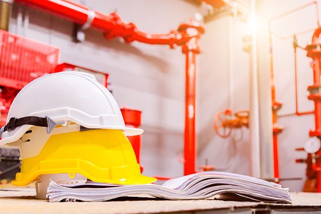 Standard construction safety equipment in control room, Construction and Safety Concept.